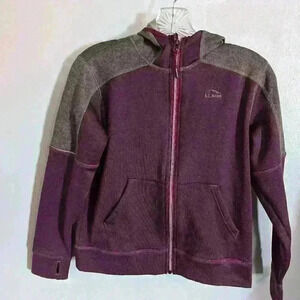 L L. Bean purple and grey zip up hoodie size S